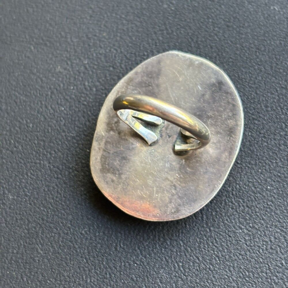 RARE! Vintage Native American Sterling Silver Turquoise Crane Bird Ring Sz 7 - Picture 3 of 7